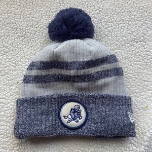New Era NFL Dallas Cowboys Beanie Hat Pom Adults One Size White Navy Blue 2022